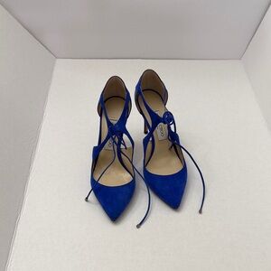 Jimmy Choo Cobalt Blue Suede Lace-Up Pumps